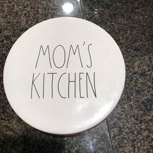 Rae Dunn "Mom's Kitchen" Round Cake Stand,‎ 10 Inches, White